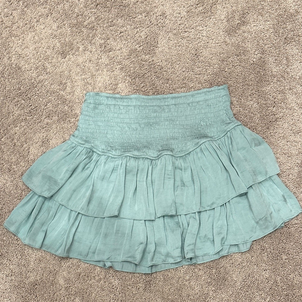 Entro Light Blue Ruffle Mini Skirt